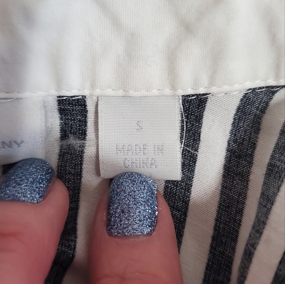 Like NEW New York & Co Striped Button Down Shirt w/ Black Corset Overlay Sz S - Picture 14 of 14